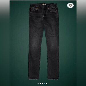AE77 Straight Crop Jeans Women's 6 Black Organic Cotton Stretch NWT Button Fly
